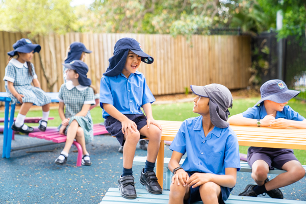 StDeclansPrimarySchoolPenshurst_kids on bench in playground chatting